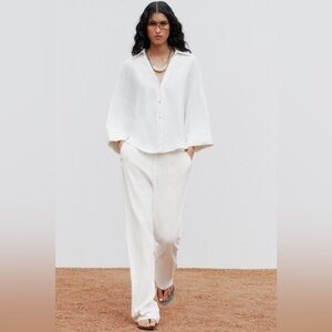 Zara Clean White Wide-Leg Trousers